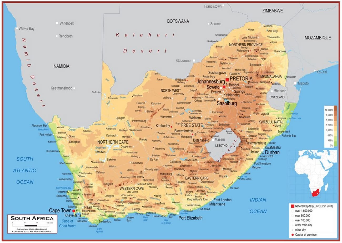 Південно-Африканська Республіка – карта