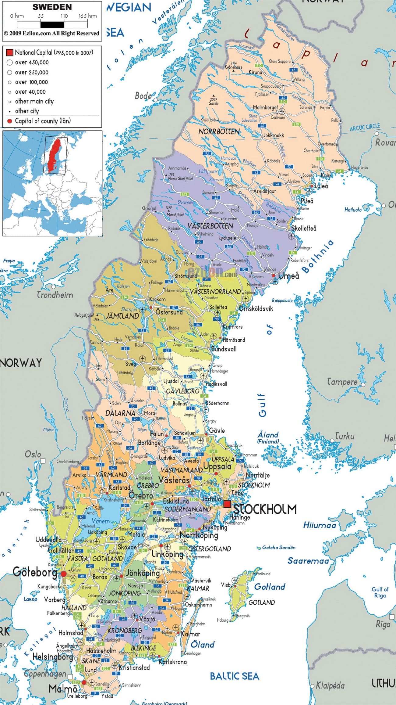 Швеція – карта