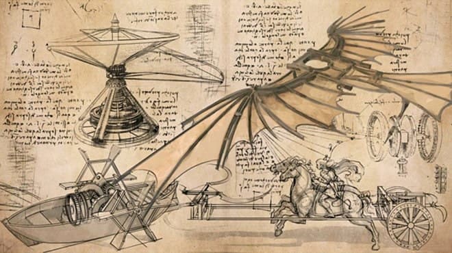 Чертежи и наброски изобретений Леонардо да Винчи