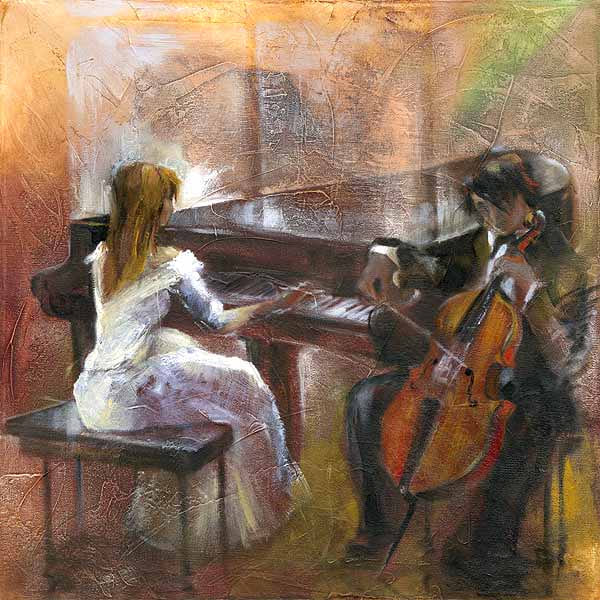 Картина Лены Сотсковой - рояль, виолончель