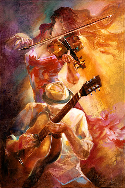 Картина Лены Сотсковой - скрипка, гитара