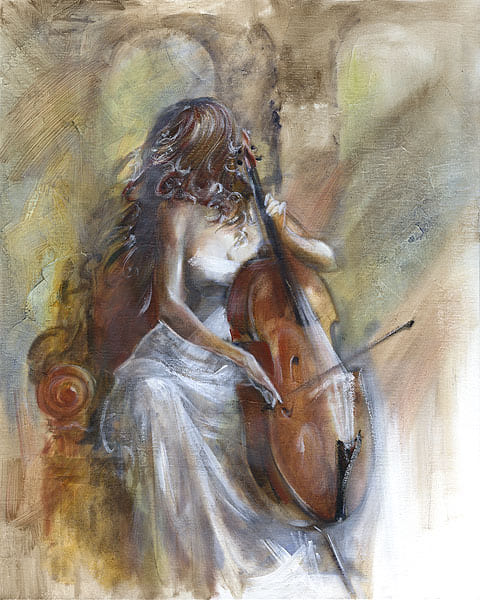 Картина Лены Сотсковой - виолончель
