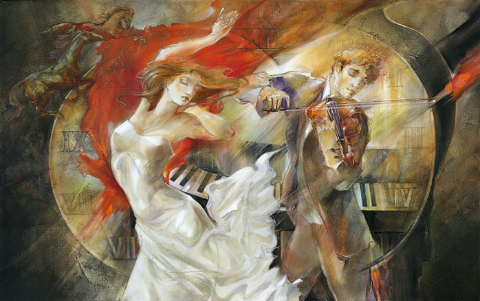 Картина Лены Сотсковой - скрипка и пианино