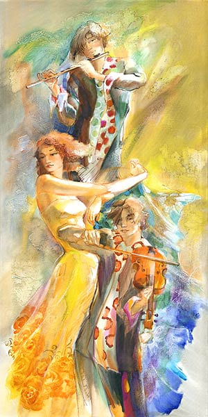 Картина Лены Сотсковой - скрипка, флейты