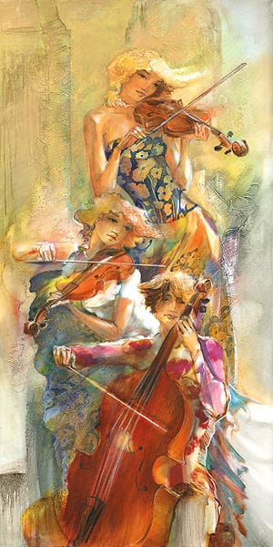 Картина Лены Сотсковой - скрипка, виолончель