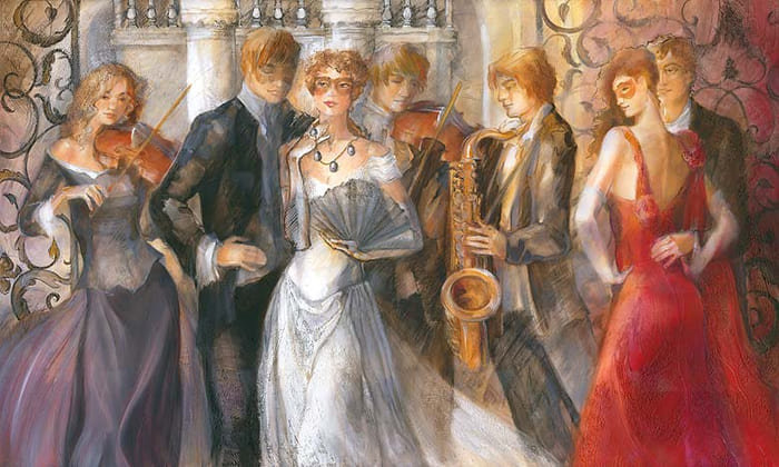 Картина Лены Сотсковой - скрипки и саксофон