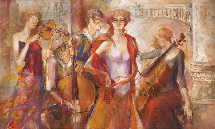 Картина Лены Сотсковой - скрипка и виолончели