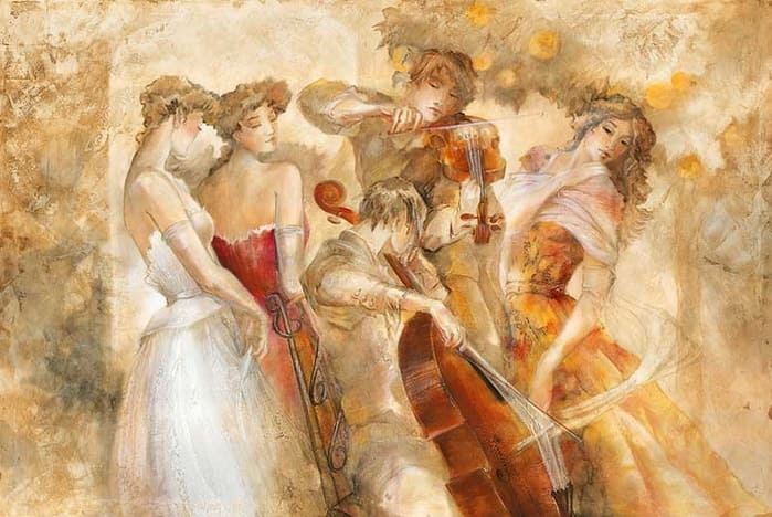 Картина Лены Сотсковой - скрипка и виолончель