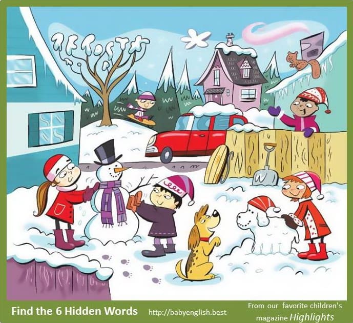 Find six word in the image Winter yard