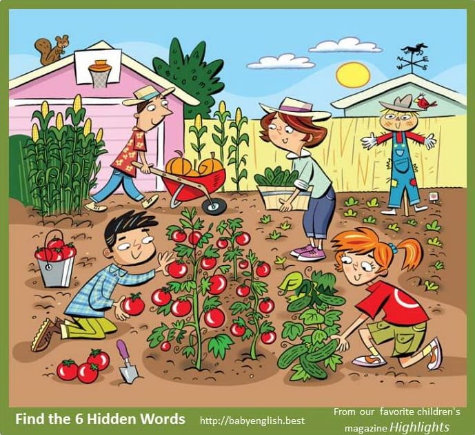 Find six word in the image Garden