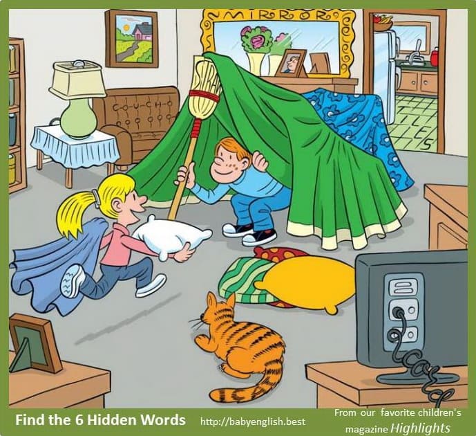 Find six word in the image Build a tent